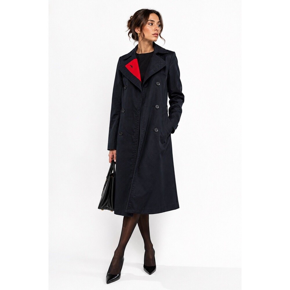 Qantas By Martin Grant Flight Attendant Trench Coat Navy Red Uniform 12R